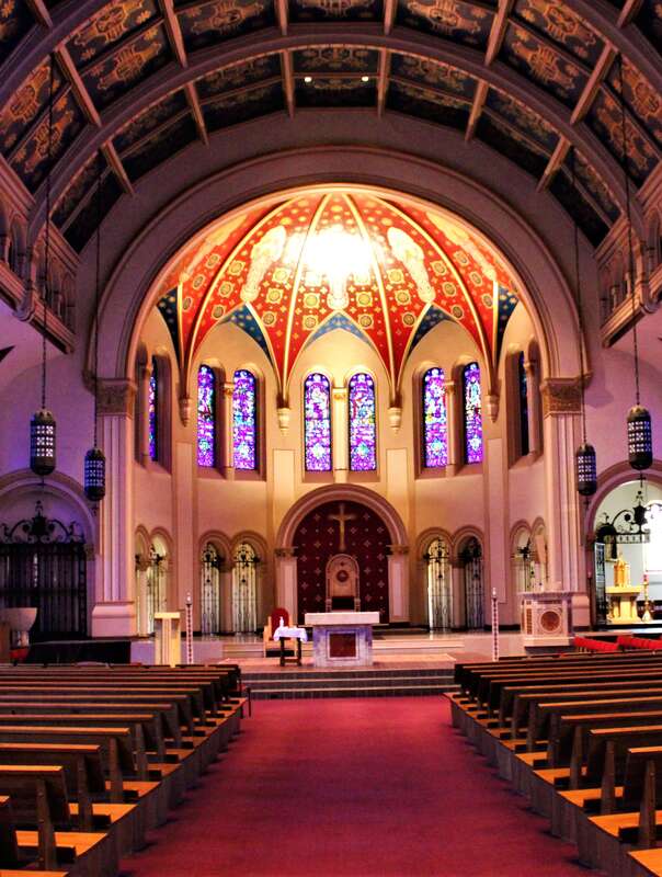 The interior of St. Ambrose Cathedral in Downtown Des Moines, Iowa.