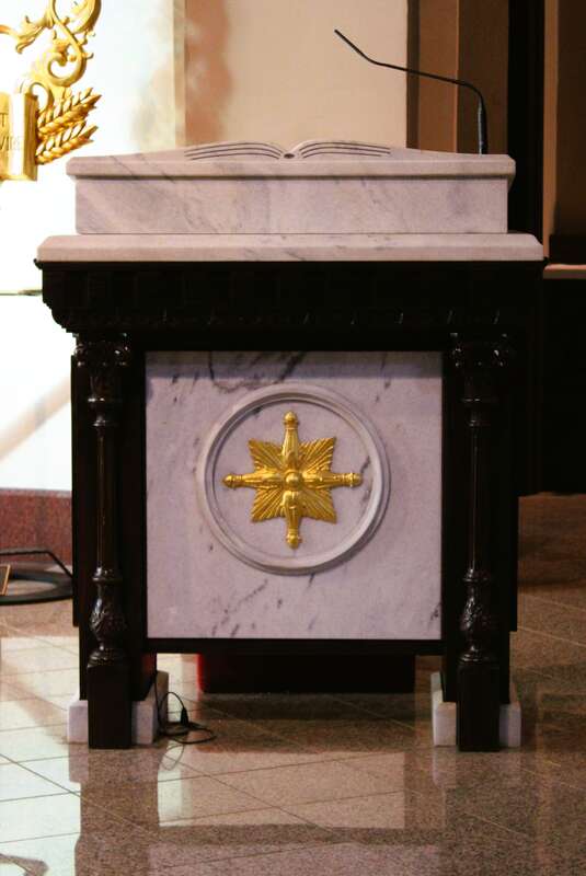 The ambo in Saint Anthony Cathedral Basilica in Beaumont, Texas.