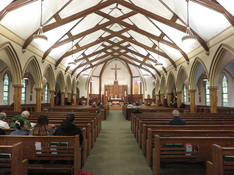 Interior of St. John the Baptist Catholic Church in Quincy, Massachusetts in 2019