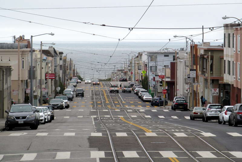 Taraval Street facing west from Sunset Boulevard in June 2017