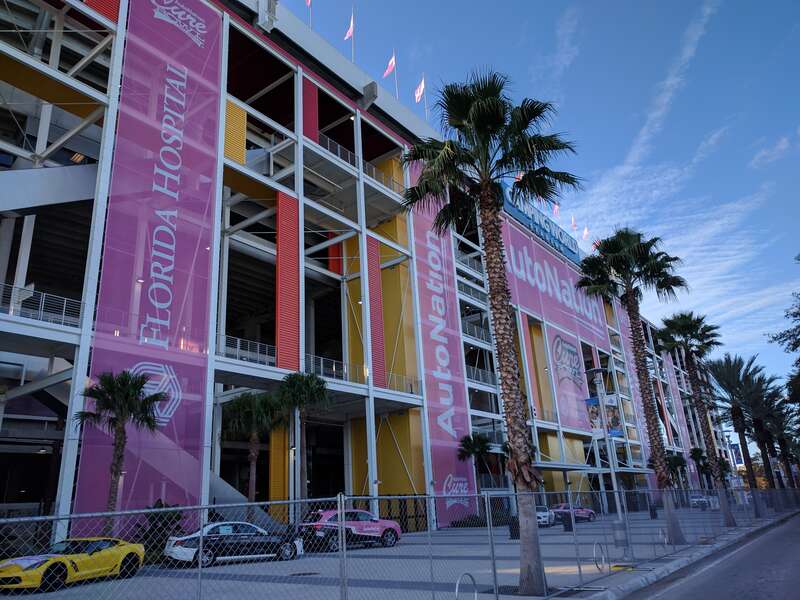 The Stadium decked out in pink for the game
