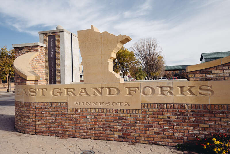 East Grand Forks, MInnesota, with the floodwalls/levees in the background