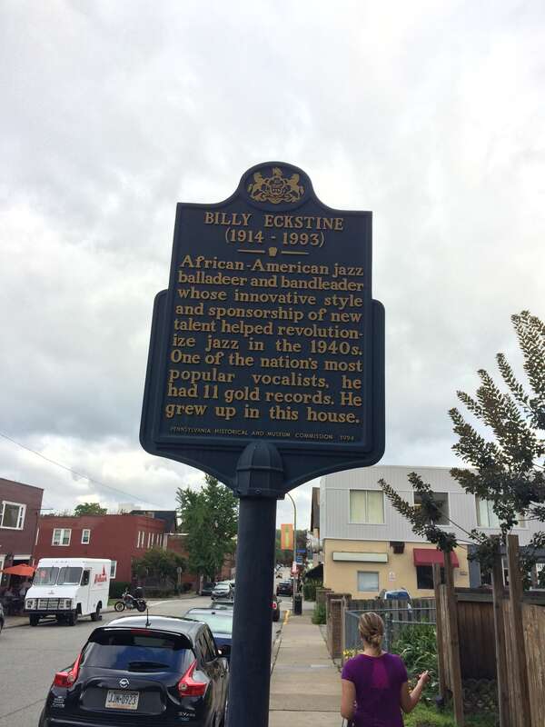 Historical marker for Billy Eckstein in Highland Park, Pittsburgh, PA.