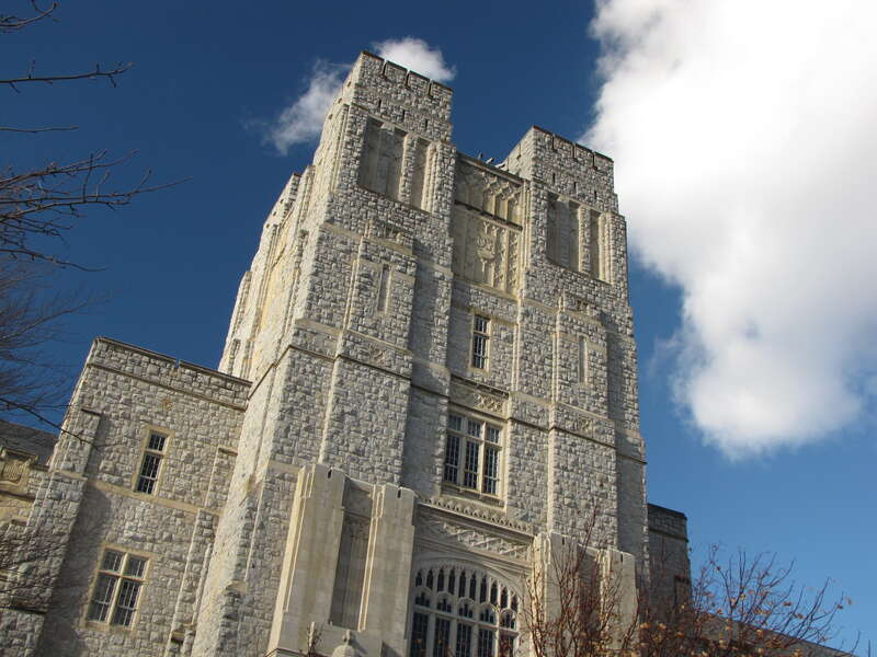 Burruss Hall, at the head of the Drillfield on the campus of Virginia Tech in Blacksburg, Virginia.

Ben Schumin is a professional photographer who captures the intricacies of daily life.  This image may be used under Creative Commons