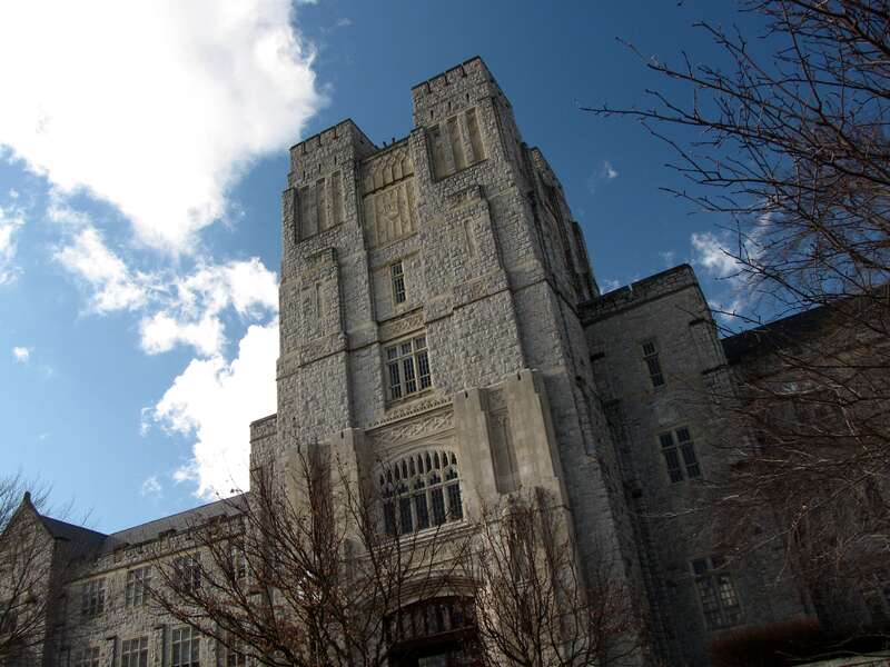 Burruss Hall, at the head of the Drillfield on the campus of Virginia Tech in Blacksburg, Virginia.

Ben Schumin is a professional photographer who captures the intricacies of daily life.  This image may be used under Creative Commons