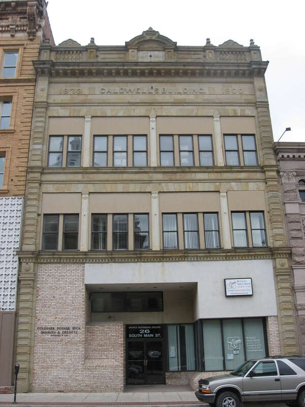 Front of Caldwell's Building, located at 26 S. Main Street in Washington, Pennsylvania, United States, across the street from the Washington County Courthouse.