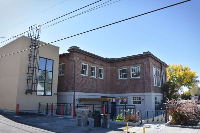 The northwest corners of Caldwell Carnegie Library, reopened in 2017 as the Caldwell Veterans Memorial Hall in Caldwell, Idaho.