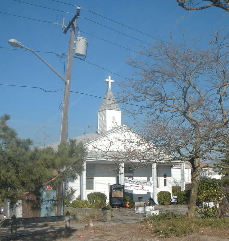 Looking north at Christ Community Church, being used as a Habitat for Humanity office.