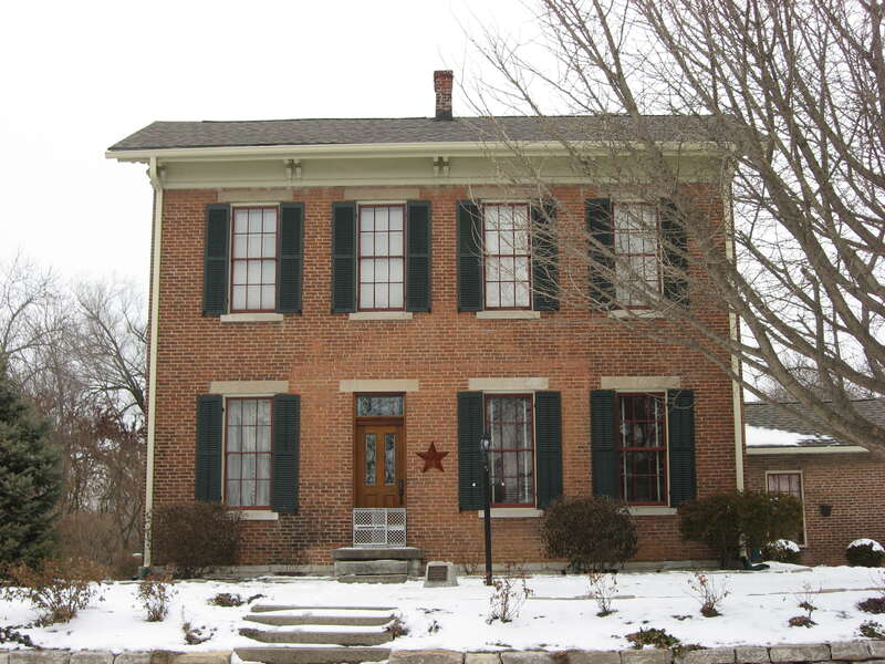Front of the Cole-Evans House, located at 1012 Monument Street in Noblesville, Indiana, United States.  Built in 1837, it is listed on the National Register of Historic Places.