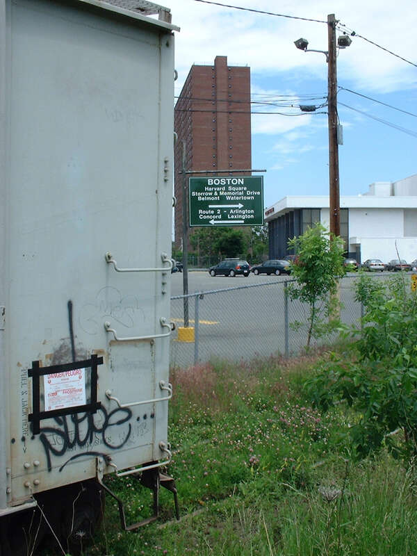 Danger sign on hopper car NW170824 on the Watertown Branch
