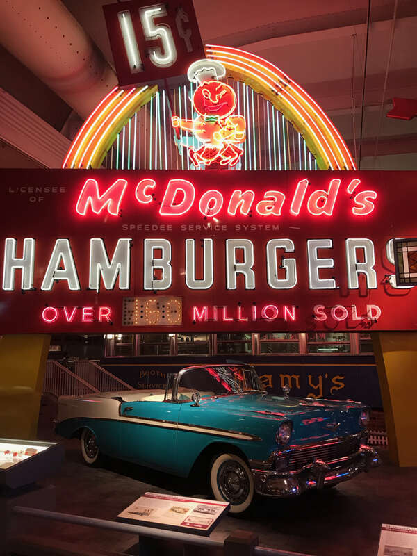 Exhibit at Henry Ford Museum about cars and McDonalds