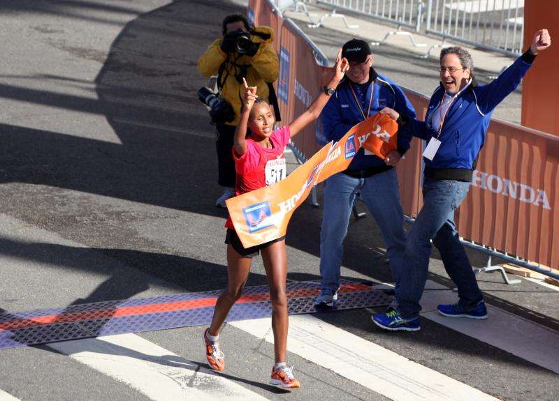 Fatuma Sado of Ethiopia, winner of the 2012 LA Marathon. Related photo post: &amp;lt;a href="http://michaeldorausch.com/2012-los-angeles-marathon-winner-photos/" rel="nofollow"&amp;gt;2012 Los Angeles Marathon Winner Photos&amp;lt;/a&amp;gt;