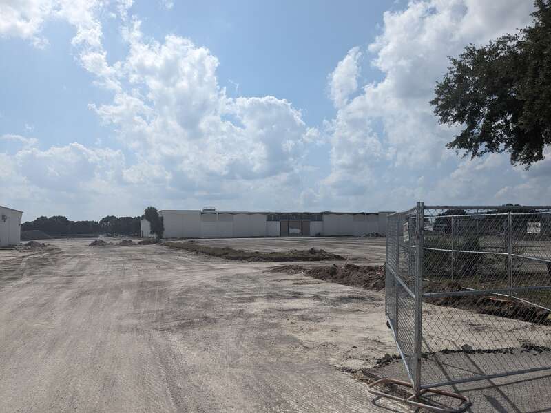 View of the former Sears building, partially demolished and set for redevelopment.
