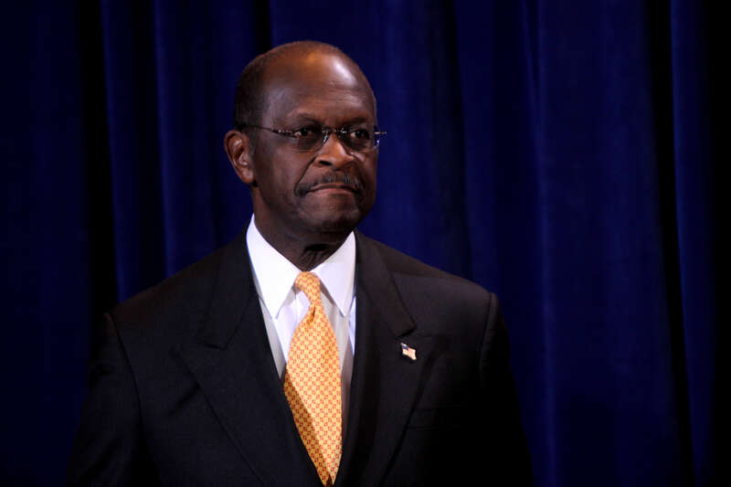Herman Cain at a press conference to reject allegations of sexual harassment in Scottsdale, Arizona.

Please attribute to Gage Skidmore if used elsewhere.