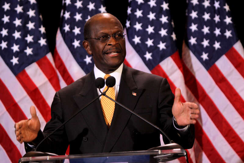 Herman Cain speaking at a press conference to reject allegations of sexual harassment in Scottsdale, Arizona.

Please attribute to Gage Skidmore if used elsewhere.