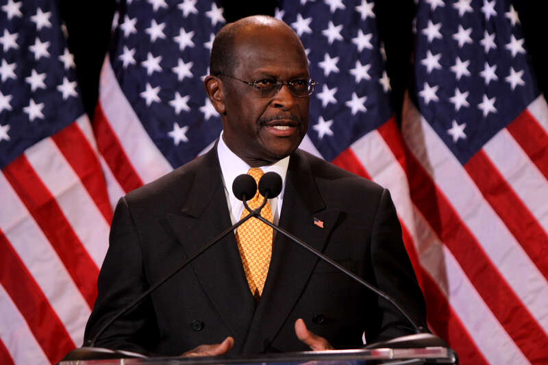 Herman Cain speaking at a press conference to reject allegations of sexual harassment in Scottsdale, Arizona.

Please attribute to Gage Skidmore if used elsewhere.