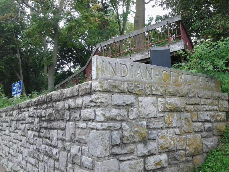 Entrance to the Huron Indian Cemetery in Kansas City, Kansas in July, 2015. On the south side of Minnesota Avenue between Sixth and Seventh streets.