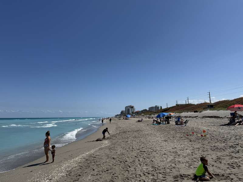 A view of the beach at Juno Beach, Florida looking south at Loggerhead Park