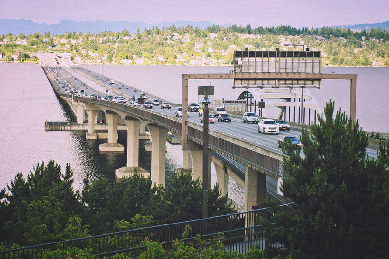 Lacey V. Murrow Memorial Bridge and Homer M. Hadley Memorial Bridge. Seattle, WA.