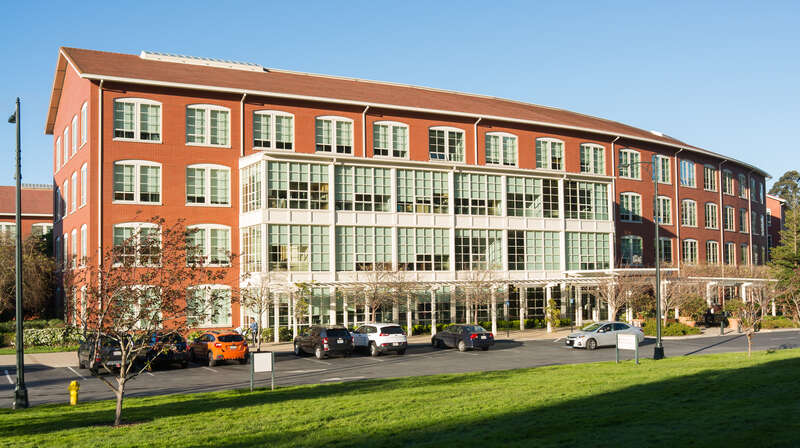 Front view of Building D of the Letterman Digital Arts Center in the Presidio of San Francisco