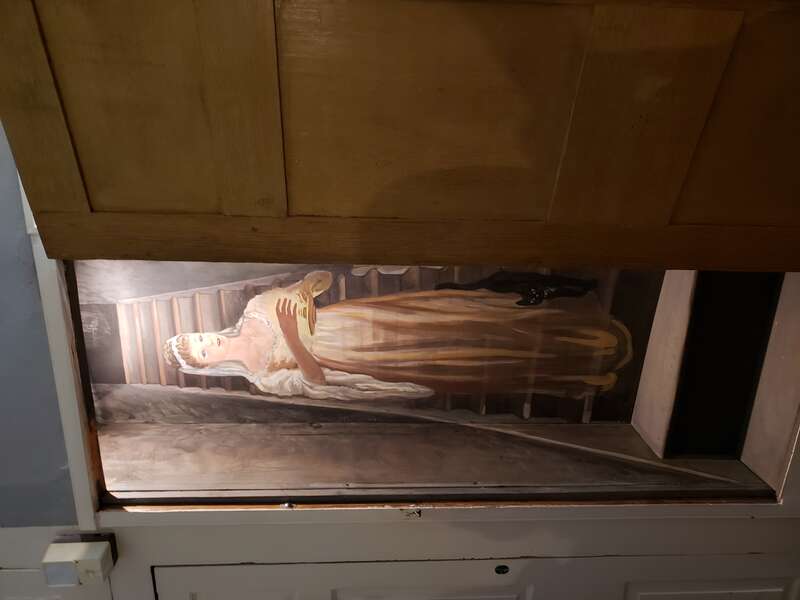 Liberty Hall Museum. Union, NJ. Painting of ghost in a cupboard above the stairs