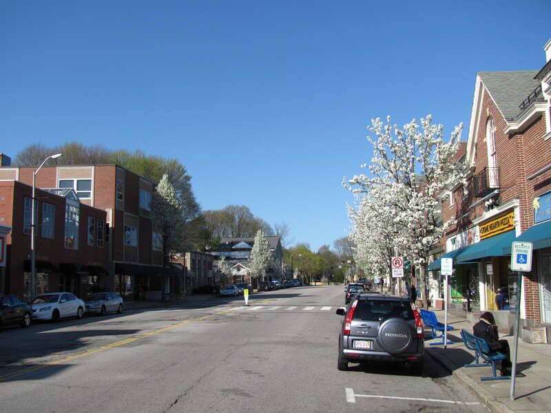 Looking north on Leonard Street, Belmont Massachusetts
