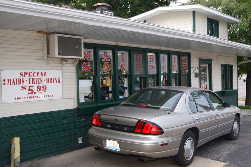 Maid-Rite sandwich shop.  This store housed the USA's first drive-thru window (est. 1921).  It is on the National Register of Historic Places as incorporated in 1924, Springfield, Illinois.