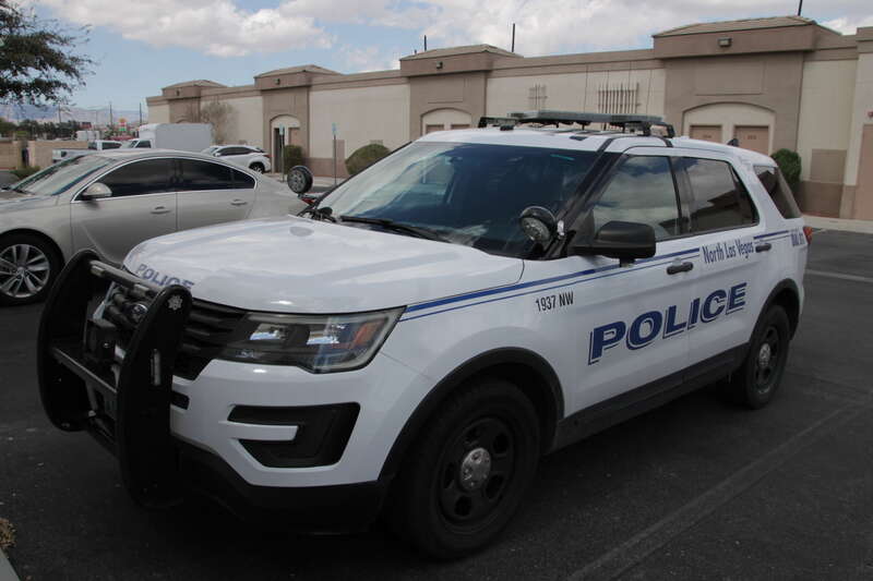 A 2016 Ford Police Interceptor Utility of the North Las Vegas Police Department parked in front of the North Las Vegas Police Officer's Association.