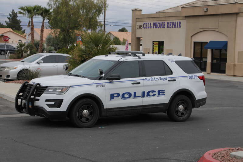 A 2019 Ford Police Interceptor Utility of the North Las Vegas Police Department pulling up to the North Las Vegas Police Officer's Association.