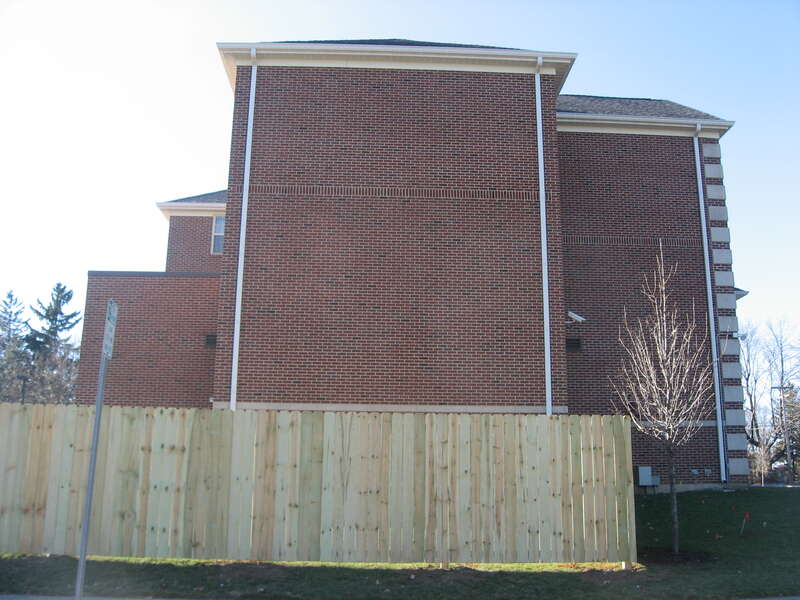 Side of the Sigma Tau Gamma fraternity house at Ball State University, located at 1101 Riverside Avenue in Muncie, Indiana, United States.  It occupies the site of the John Valentine House, which was built in 1918; it was listed on the National