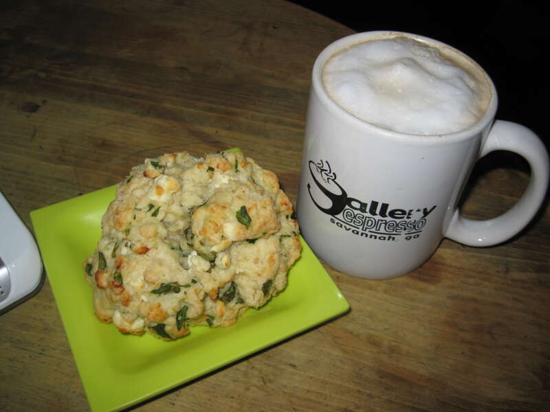 Best cup of coffee i've had in some time. 
I'm not much a scone lover, but could not pass up such a unique combo of spinach and fetta a big favorite. Try it. Need I say more?