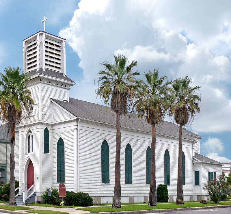 In the 1840s and 1850s, Galveston was a major point of entry for German immigrants. Bishop John M. Odin recommended construction of this church in 1859-60 for the German Catholic population. Joseph Bleicke, a German-born carpenter, built the frame