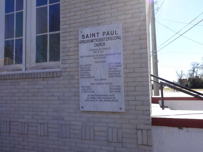 St. Paul AME Church marble plaque, Valdosta, Lowndes County, Georgia
