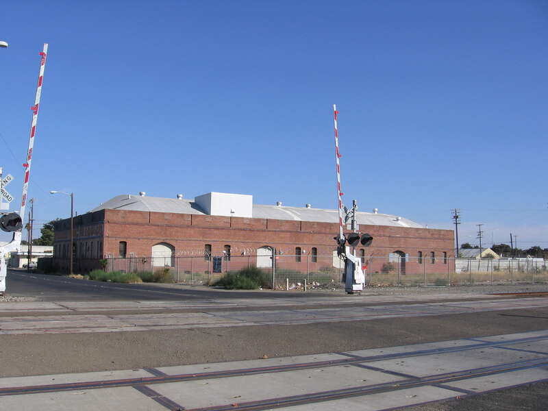 A former freight depot across East Main Street from the Stockton Station of the Western Pacific in Stockton, California, USA.  It faces North Union Street between East Main Street and East Market Street.