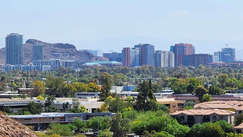 Tempe skyline in August 2023, taken from the Buttes