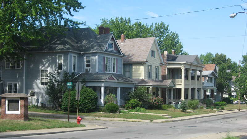 Houses on the southern side of the 300 block of W. Tenth Street in Anderson, Indiana, United States.  From left to right:
301 W. Tenth: Queen Anne architecture, built 1900
305 W. Tenth: Vernacular architecture, built 1910
309 W. Tenth: Apartment