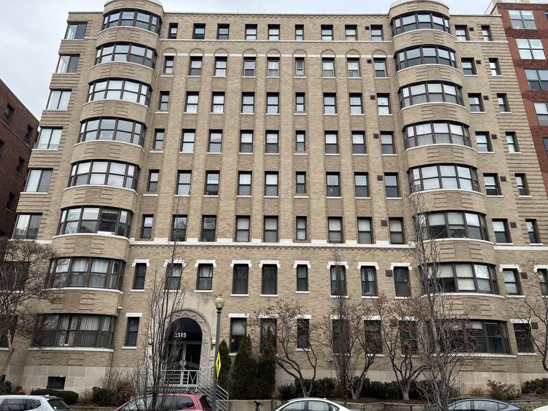 The Bader Apartment Building, 2515 K Street, NW. Built in 1939 by Louis de Ladurantage.