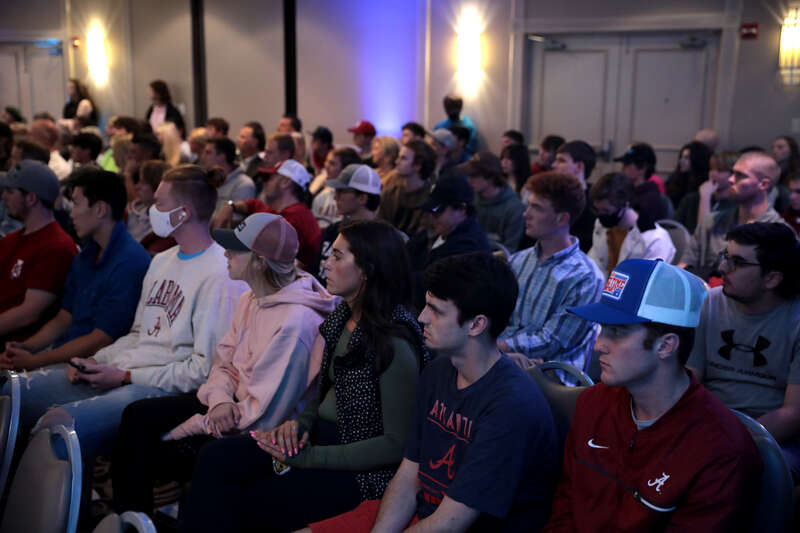 Attendees at the University of Alabama tour stop of the 2021 Turning Point USA college tour at Hotel Capstone in Tuscaloosa, Alabama.

Please attribute to Gage Skidmore if used elsewhere.