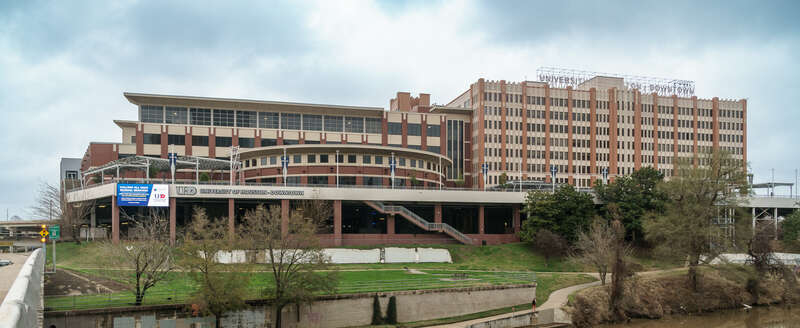 University of Houston–Downtown along the bayou