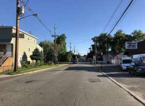 View south along Hudson County Route 507 (Schuyler Avenue) at John Hay Avenue in Kearny, Hudson County, New Jersey