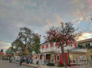 Hartz Avenue serves as Historic Downtown Danville, California's "Main Street."  The Historic Danville Hotel Building is photographed in the center.