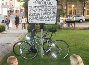Historical marker (A 33) at Court Square in Harrisonburg, Virginia during Fridays at the Square, July 11, 2008.