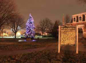 Illuminated Christmas Tree at Old Wayne Village Hall, Wayne, Michigan