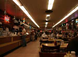 Interior of Katz's Delicatessen in New York City