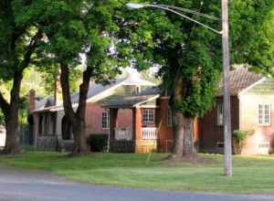 Some of the cottages built for workers at Nine Mile Dam