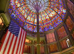 The rotunda and stained glass dome of the Old Louisiana State Capitol in Baton Rouge, Louisiana.