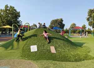Children play at the all-abilities playground at Heather Farm Park in Walnut Creek, CA