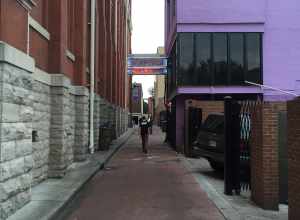 Alley between the Ryman Auditorium and the rear of Broadway "Honky Tonks" in Nashville, Tennessee