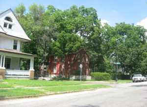 Houses on the northern side of LaSalle Avenue at the Scott Street intersection in South Bend, Indiana, United States.  This block is part of the West LaSalle Avenue Historic District, a historic district that is listed on the National Register of