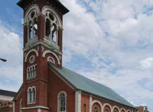 St. Mary's Catholic Church on Lodge Street in Albany, New York, United States. It was built in 1867 (and its tower completed in 1894), and added to the National Register of Historic Places in 1977.